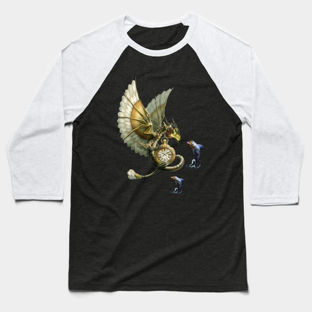 Steampunk dragons & dolphins Baseball T-Shirt by Nadine8May